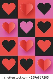 Abstract background with paper cut heart. Abstract design or Valentine’s Day, Mother’s Day and Women’s Day. Vector illustration
