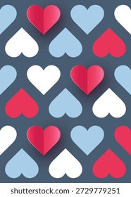Abstract background with paper cut heart. Abstract design or Valentine’s Day, Mother’s Day and Women’s Day. Vector illustration