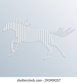 Abstract background with paper cut horse. Vector illustration