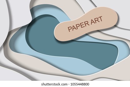 Abstract background with paper cut shapes. Vector design. Paper art.