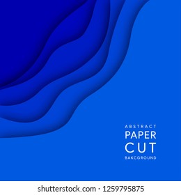 Abstract background with paper cut shapes. Vector illustration in blue colors suitable for flyers, posters and invitations.