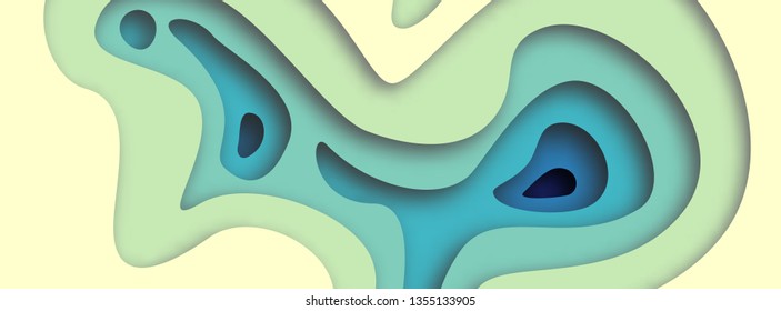 Abstract  Background with Paper Cut shapes banner design. Vector illustration.