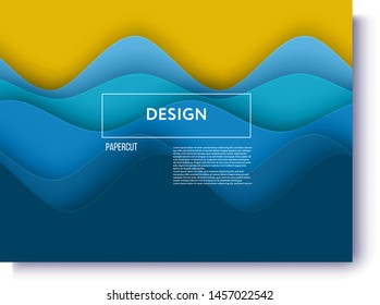 Abstract background with paper cut shapes. Used design presentations, print,flyer,business cards,invitations, calendars,cover. abstract blue sea and beach summer background with paper