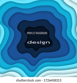 Abstract background and paper cut shapes. Vector design layout  Blue carving art with copy space