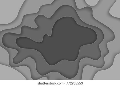 Abstract background with paper cut shapes. Vector volume design layout for business presentations, flyers, posters. Volumetric waves, paper art 3d design