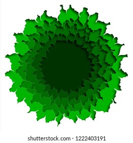 Abstract background in paper cut style. The green foliage of the tree. Art to create designs for invitations, posters, signs. Vector illustration