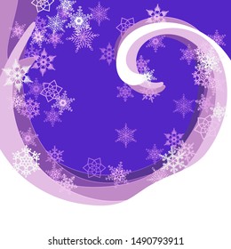 Abstract background in paper cut style. A whirlwind of snow waves. a whirlwind of snowflakes. New year night. Vector illustration