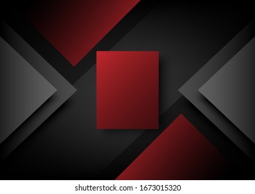 estilo de corte de papel de fondo abstracto, forma triangular rojo oscuro y negro, diseño de banner de plantilla geométrica