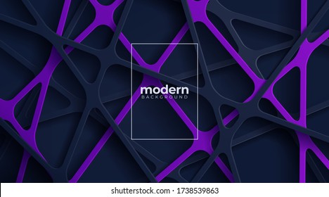 Abstract background in paper cut style. 3d realistic vector backdrop with cut out strip entangled. Vector illustration