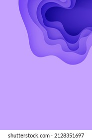 Abstract background in paper cut style. 3d violet and purple colors waves with smooth shadow. Vector illustration with layered curved line shape. Rectangular composition of liquid layers in papercut