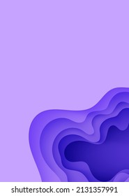 Abstract background in paper cut style. 3d violet and purple colors waves with smooth shadow. Vector illustration with layered curved line shape. Rectangular composition of liquid layers in papercut.