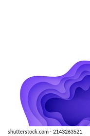 Abstract background in paper cut style. 3d white and purple colors waves with smooth shadow. Vector illustration with layered curved line shape. Rectangular composition of liquid layers in papercut
