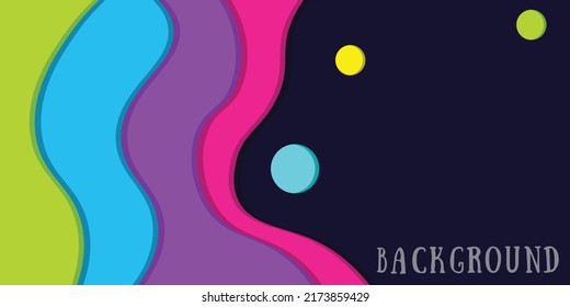 Resumen del fondo en el estilo de corte de papel. Olas de color 3d con sombras sutiles. Ilustración vectorial con formas de línea curva en capas.