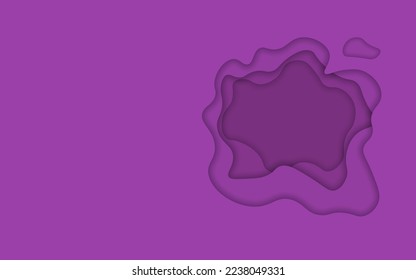 Abstract background in paper cut style. 3d violet and purple colors waves with smooth shadow. Vector illustration with layered curved line shape. Rectangular composition of liquid layers in papercut