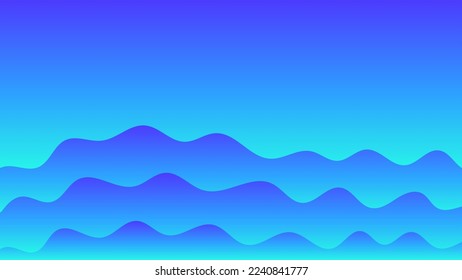 Abstract background in paper cut style. 3d wallpaper with cut out deep waves modern cover. blue color layers with smooth shadow papercut art. Vector card illustration, origami geometric shapes