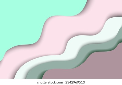 abstract background in paper cut style with green, beige, white and brown colors for web design
