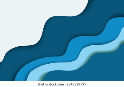 abstract background in paper cut style with blue and white colors for web design