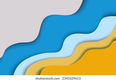 abstract background in paper cut style with blue, yellow and white colors for web design