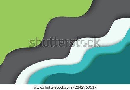 abstract background in paper cut style with green, gray and white colors for web design
