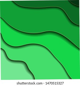 Abstract background paper cut wave green colors 