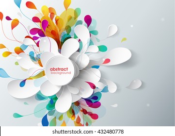 Abstract background with paper flower. 