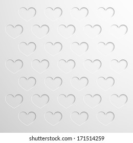 Abstract background with paper hearts 