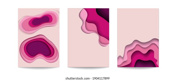 Abstract background paper pink. A4 abstract color 3d paper art illustration set. Contrast colors. Vector design layout for banners presentations, flyers, posters and invitations. Valentines Day Eps10.