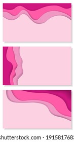 Resumen de papel de fondo rosa. A4 color abstracto conjunto de ilustraciones en papel 3d. Colores de contraste. Diseño de vectores para presentaciones de banners, afiches e invitaciones.Ilusión de profundidad. Eps10.