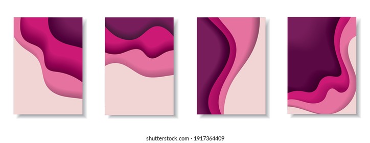 Abstract background paper pink. A4 abstract color 3d paper art illustration set. Contrast colors. Vector design layout for banners presentations, posters and invitations.Illusion of depth. Eps10.