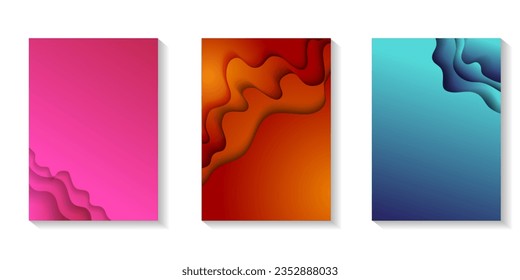 Abstract background paper in pink  blue and orange.A4 abstract color 3d paper art illustration set. Contrast colors. Vector design layout for banners presentations. Illusion of depth .Vector. eps10
