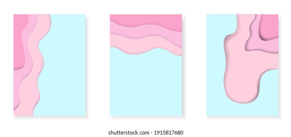 Abstract background paper pink blue.A4 abstract color 3d paper art illustration set. Contrast colors. Vector design layout for banners presentations, posters and invitations. Illusion of depth. Eps10.