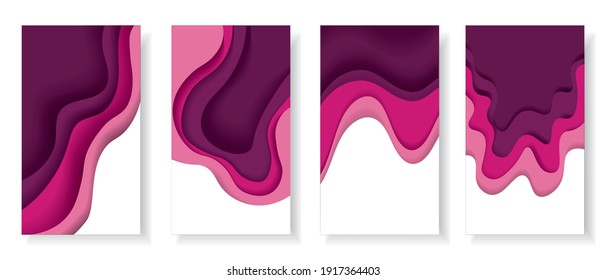 Resumen de papel de fondo rosa. conjunto abstracto de ilustraciones de papel 3d de color. Colores de contraste. Diseño de vectores para presentaciones de banners, afiches e invitaciones.Ilusión de profundidad. abstracto.Eps10