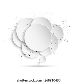 Abstract background of paper speech bubble with the social network in the form of molecules, business template vector.