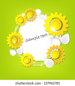 abstract background with paper sunflowers