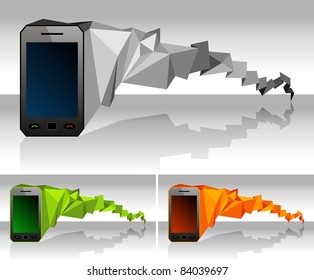 Abstract background. Paper is transformed to smartphone.