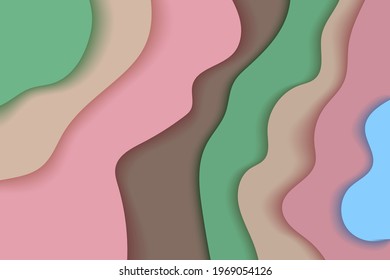 Resumen de fondo con ondas de papel para banner, invitación, afiche o diseño de sitio web. Estilo de corte de papel, imitación del efecto 3d, espacio para texto, ilustración vectorial