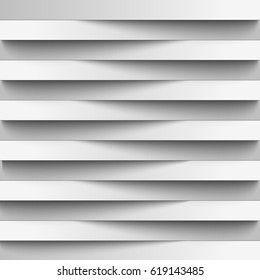 An abstract background of paper white strips that cast shadows on each other in an unusual direction. Wallpapers for the web. Unusual design