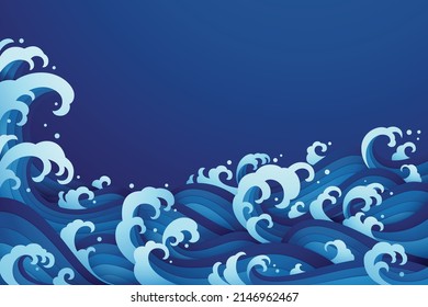 Abstract background with papercut style of rushing wave