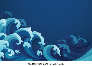 Abstract background with papercut style of rushing wave