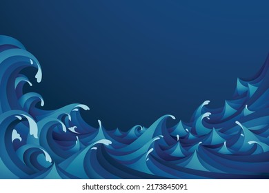 Abstract background with papercut style of rushing wave