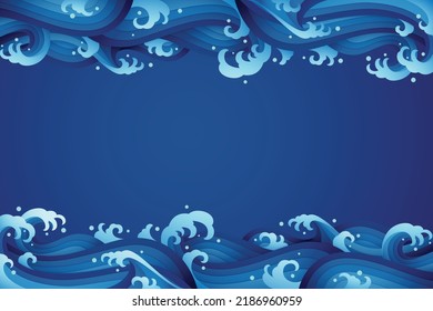 Abstract background with papercut style of rushing wave