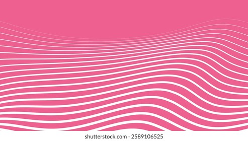 Abstract background with parallel wavy lines stripes in pink colors. Vector illustration.