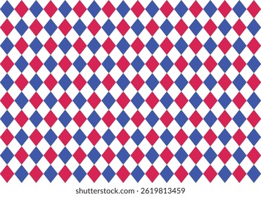 Abstract background parallelogram shape pattern textile traditional vintage red, blue and white colors.