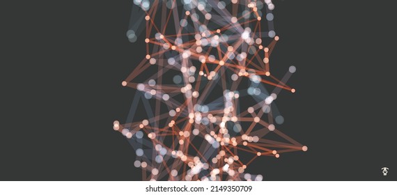Abstract background with particle. Molecular structure. Chemical compounds. 3D connection concept. Social network. Futuristic technology style. Vector for banner, flyer, poster, cover or brochure.