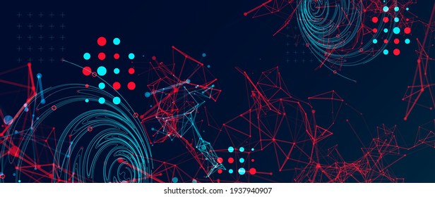Abstract background with particles. Digital streaming background, wave flow. Plexus background. Technology vector illustration