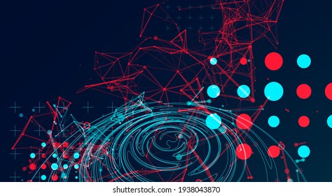 Abstract background with particles. Digital streaming background, wave flow. Plexus background. Technology vector illustration