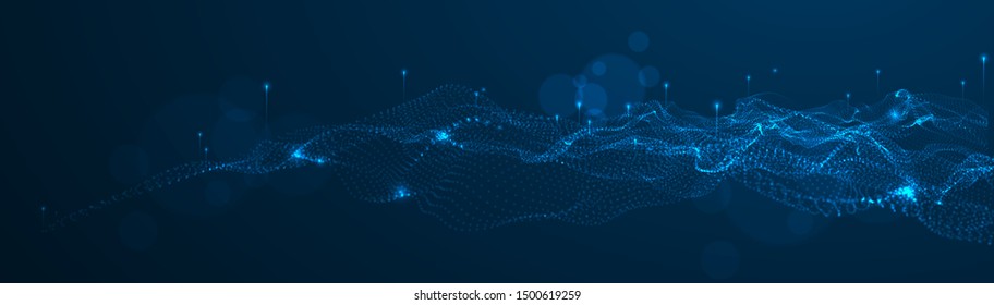 Abstract background.  Particles liquid dynamic flow. Trendy fluid cover design.