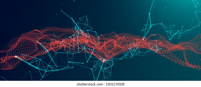 Abstract background.  Particles liquid dynamic flow. Trendy fluid cover design.