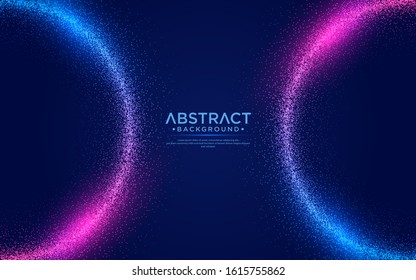 Abstract background with particles liquid dynamic flow. Shining abstract particle flow background.