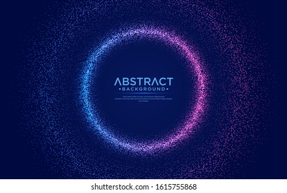 Abstract background with particles liquid dynamic flow. Shining abstract particle flow background.